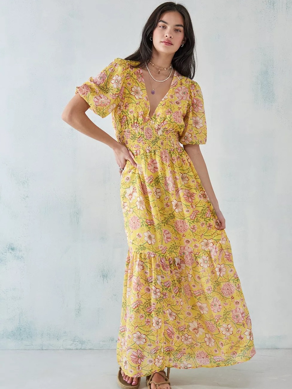 Billabong Spellbound Floral Smocked Maxi Dress